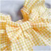 Dog Apparel Personalized Summer Dresses For Candy Color Cute Medium Small Cat Clothes Plaid Princess Puppy Pet Clothing 2 Colors Dro Dhpda