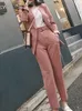 Kvinnors kostymer blazrar eleganta mode kvinnor affärsbyxor passar kontor smal vintage formella blazer pantsuits femme arbetskläder kläder två stycken set 230316