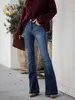 Kadınlar Kot High Cand Alevlenmiş Kadın Kot Plus Boyut Tam Uzunluk Boot Boot Cut Jeans Kadınlar İçin Esnek Moda Bahar Denim Jean 2023 L230316