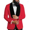 Trajes de hombre Patrón floral Hombres para boda de graduación con chal negro Solapa Novio Esmoquin Novio Moda Blazer 2 piezas (chaqueta pantalones)