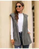 Gilet da donna Inverno Donna Gilet in peluche Cappotto 2023 Autunno Tinta unita Giacca con cappuccio di media lunghezza Fashion Street Cardigan da donna