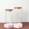EUA CA Armazém 16 onças Garrafa de água transparente fosca para sublimação Canecas de lata de vidro Mason Jar Copos de suco com tampa de palha JY07