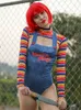 Zweiteilige Damenhose Hirigin Halloween-Kostüme für Frauen Scary Nightmare Killer Doll Wanna Play Movie Character Bodysuit Chucky Doll Kostüm-Set 230316