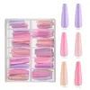 Valse nagels 120 stcs/doos pure kleur xxl volledige omslag super lange ballerina druk op acryl verwijderbare nail art tips