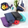 Shopping Bags Shop 1Pc Portable Reusable Bag Oxford Washed Solid Color Grocery Purse Foldable Waterproof Ripstop Shoder Handbag Drop Dhvrl