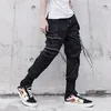 Pantaloni da uomo Pantaloni da jogging Casual Uomo Nastri Harajuku Techwear Moda Y2k Streetwear Pantaloni cargo neri larghi Harem