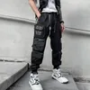 Мужские брюки в стиле технической одежды мульти -карманы грузовые брюки Man Vintage Punk Hip Hop Pants ленты повседневная бегуна уличная одежда 230316
