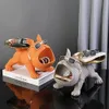 Decorative Objects Figurines Resin Dog Statue Living Room Decor Decorative Storage Tray Sculpture Figurine for Home Interior Desk Decoration 230314