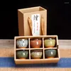 Tassen Untertassen Tenmoku Glasierte Keramik Teetasse 6er Set 70ml Verkostung Tee Wein Kaffeetasse Chinesisches Teegeschirr Haushaltstrinkgeschirr