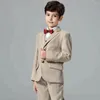 Men's Suits Boys Suit Champagne Color Three-piece Collar Back Slit Temperament Gentleman Business Party