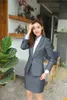 Kvinnors kostymer Blazers Office Uniform Designs Women Business Suits kjol och jacka set damer Gray Blazer Work Wear Clothes 230316