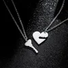 Pendant Necklaces European And American Fashion Couple Heart-shaped Stainless Steel Korean Key Necklace