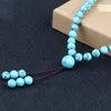 Fios de fios Oração de fios de miçanga de 6 mm de 6 mm azul azul de pulseira elástica de corda elástica 108 contas de nó no colar mulheres meditação curativa pulseiras