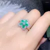 Anelli a grappolo per gioielli Anello fiore smeraldo reale naturale 925 argento sterling 3 4mm 0,25 ct 5 pezzi gemma fine S912268