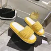 Designer Slippers Honey Sandals Women Woven Slippers Straw Rubber Slides Chain Knit Platform Sandal Breathable Open Toe Slipper Ladies