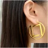 Hoop Huggie Women Earrings Designer Fashion Hie Big Double Letters Gold Hoops F Jewelry Luxurys Stud Oorring Pating 18K met Box DHH7K