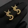 Femme luxe boucle d'oreille mens stud vintage punk belle femme chic lettre douce bande de mode imbéciles jour accessoires féminins créatif diamant boucles d'oreilles ZB033 F23