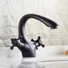 Robinets de lavabo de salle de bains Robinet en bronze noir Cuivre européen Double à trou unique Bassin Plomberie Fabricants en gros au nom d'un