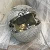Вечерние сумки Серебряный мини -круглый мяч для женщин модные бриллианты сцепления Ladies Messenger Chain Sumbag Ftb166 230316