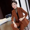 Kvinnors kostymer Blazers Autumn Winter Formal Ladies Coffee Blazer Women Business Suits With Set Work Wear Office Uniform 5xl Size Pants Jacket 230316