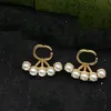 Sektor Kvinnor Guld Eardrop Diamonds Dinglar Charm för Kvinnliga Dubbel Bokstav Geometri Ear Stud