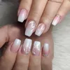 Künstliche Nägel 24 Stück Nagelspitzen Kristall DIY Full Cover Flower Ballerina Fake Short French