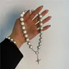Chaînes à la mode perles réfléchissantes croix collier en alliage tour de cou pour femmes accessoires bijoux de mode