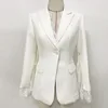 Ternos femininos de alta qualidade 2023 Moda de cor sólida Costura de renda v pescoço de um botão fivela dividida Manga longa Slim Women Blazer