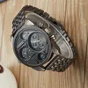 Armbandsur oulm ht9316 Big Watch Men unik designer Två tidszon manlig klocka stor urtavla mäns militär armbandsur