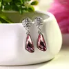 Pendientes de tuerca ER-00328, joyería de cristal austriaco auténtico, lujo plateado para mujer, regalos de San Valentín de tendencia 2023