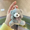 Cute cartoon keychain, keychains mini bow tie small bear short plush doll toy bag car key chain pendant doll wholesale