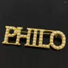 Broches 50 stcs sorority broederschap aankomst witte ingelegde parels Grieks Philo metalen letter Phllo Fashion broche