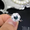Pierścienie klastra ręcznie robiono naturalny i prawdziwy niebieski szafirowy pierścionek dla kobiet 925 srebrny srebrny przyjęcie ślubne