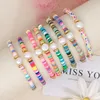 Charm Bracelets Women Flat Round Pearl Bracelet Boho Colorful Polymer Clay Beads For Friend Beach Jewelry Accessories