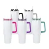 Gobelet de sublimation de 40 oz avec couvercles colorés et poignée Tasse de voyage en acier inoxydable de grande capacité de 5 couleurs Gobelet de voyage isotherme réutilisable Tasse à café 20pcs par étui