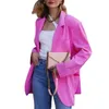 여자의 새로운 패션 비즈니스 정장 사탕 컬러 코튼 린넨 어깨 패드 느슨한 캐주얼 한 옷 재킷 재킷 재킷