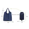 Shopping Bags Shop 1Pc Portable Reusable Bag Oxford Washed Solid Color Grocery Purse Foldable Waterproof Ripstop Shoder Handbag Drop Dhvrl