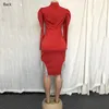 Robes décontractées Sexy robe rouge pour les femmes manches bouffantes moulante gland Mini longueur élégante soirée soirée dîner Vestidos Mujer 2023