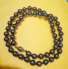 Chaînes 8mm Couleurs Noir Brillant Coquille Ronde Collier De Perles Naturel MER DU SUD Femme Bijoux 35cm 14 ''45cm 18''