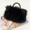 Evening Bags Fashion And Temperament Lady Bag Durable PU Leather Faux Fur Handbag Lightweight Lovely HandbagsTote Messenger Plush Wrist