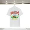 Rhude Fashion T Men Designers TシャツティーアパレルトップスSカジュアルチェストレターLuxurys Street Shorts Sleeve Clothes Tshirts 815