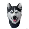 Máscaras de festa Funny Halloween truques de truques animal husky cão cabeça Proteção ambiental material de látex decoração /1 gota del dhkrl