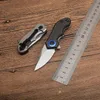 High Quality Pocket Flipper Folding Knife CPM-20CV Stone Wash Blade Carbon Fiber with Steel Sheet Handle Ball Bearing EDC Knives with Retail Box