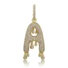 Hoopörhängen Fashion Gold Plated Zircon Alphabet 26 Inledande bokstäver Charm dingle för kvinnor
