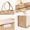 VS Lokale magazijn Sublimatie Jute Tote -tassen met handgrepen herbruikbare linnen boodschappentas lege jurlap opbergtas voor vrouw diy decoratie 43*35 cm