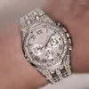 Armbandsur Diamond Watch för män isade ut hiphop lyxkvarts Mens Watches Silver Gold rostfritt stål Relojes Hombre 2023