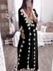 Casual klänningar Casual Bohemian Loose Tassel Ruffer Long Dress Kort ärmstrandklänning 2023 Summer Muslim Marockan Kaftan Maxi Dress A1384 W0315