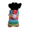 Abbigliamento per cani 6 colori moda arcobaleno cucciolo felpa con cappuccio cappotto corallo Veet inverno caldo tuta con cappuccio vestiti per cani di piccola taglia gatti carino stampa Dhs4A