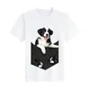 Herr t -skjortor mode tryckt tshirt gräns collie mid klassiska fickor tees topp män lös anpassning