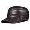 Stingy Brim Hats Men SpringWinter Genuine Leather BlackBrown Flat Baseball Caps Male 54-62 cm Customized Size Outdoor Golf Ha 230314